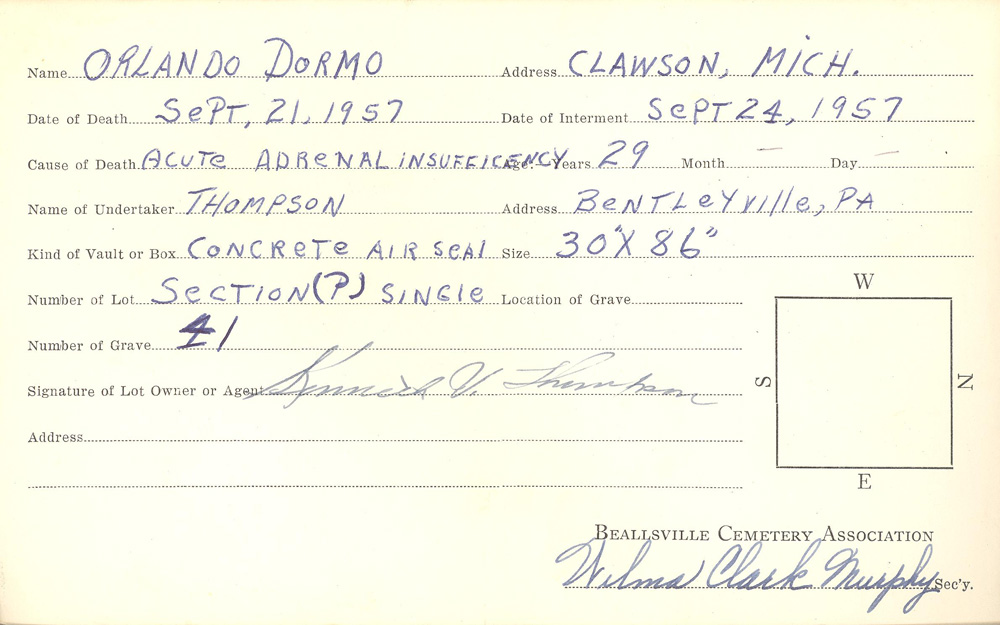 burial card